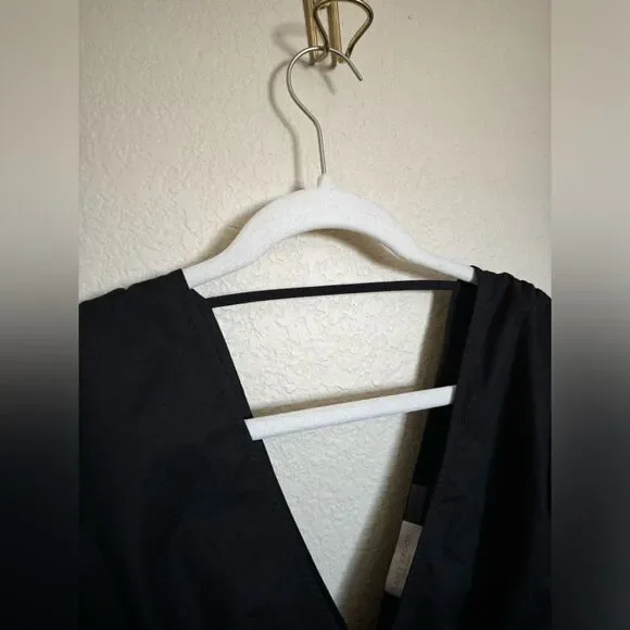 Ramy Brooke Blythe Smocked Long Sleeve V-Neck Mini Dress sz small black cotton - Picture 7 of 8